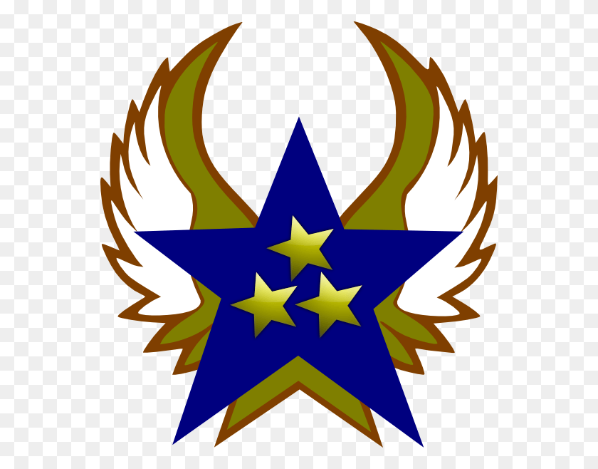 558x598 Blue Star With 3 Gold Star And Wings Svg Clip Arts, Symbol, Star Symbol, Emblem HD PNG Download
