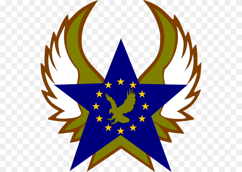 558x598 Blue Star With Gold Stars And Eagle Clip Art, Symbol, Star Symbol, Emblem, Animal Sticker PNG
