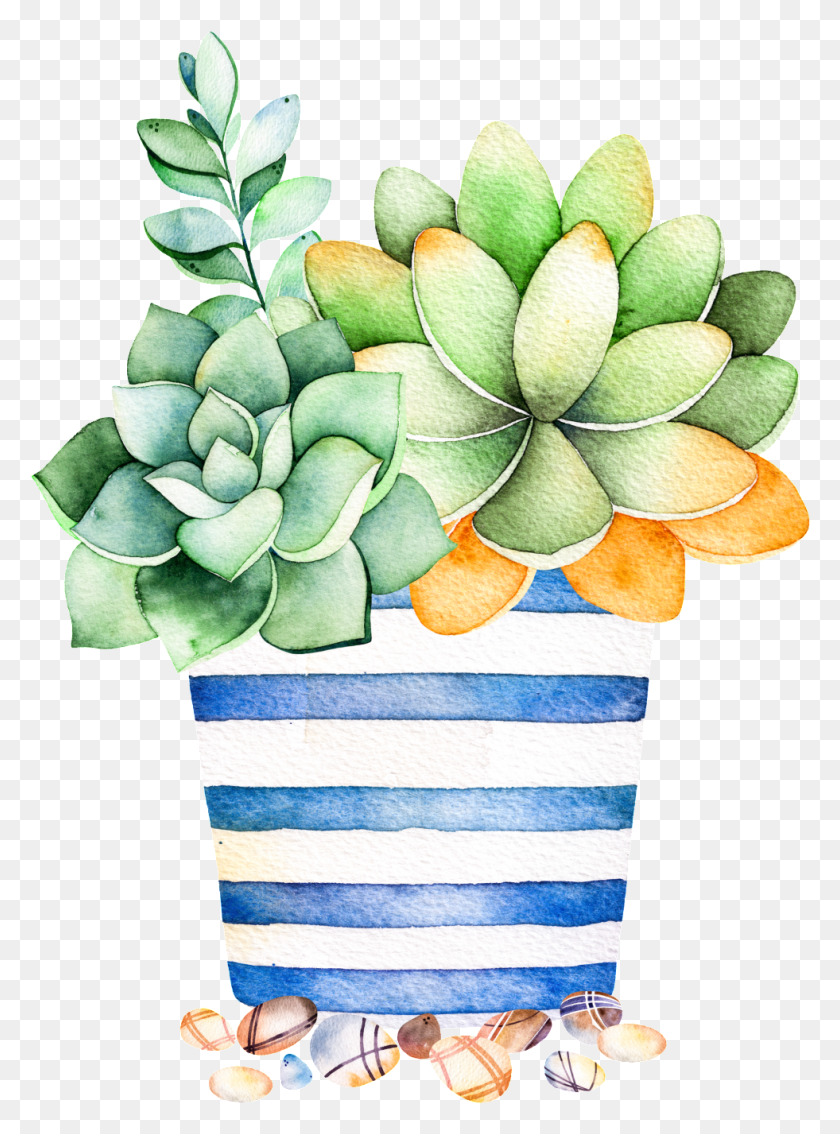 981x1351 Blue Striped Flower Pot Cartoon Transparent, Plant, Pattern, Ornament HD PNG Download