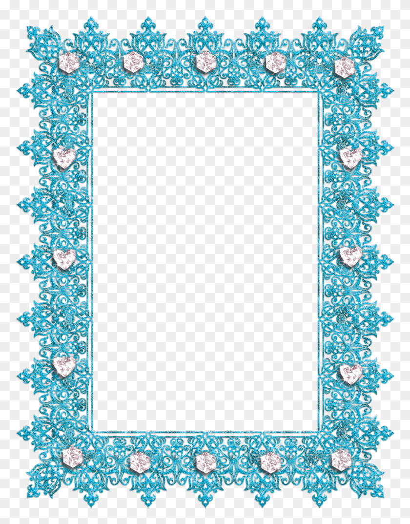 898x1167 Blue Transparent Frame With Diamonds Transparent Green Picture Frames, Rug, Alphabet, Text HD PNG Download