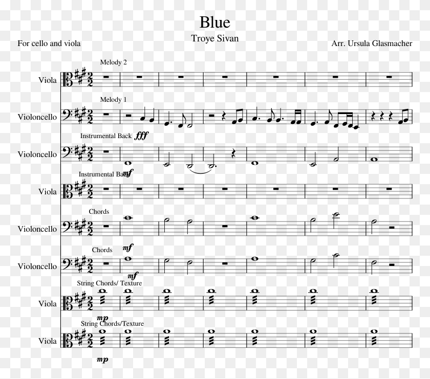 773x681 Blue Troye Sivan Sheet Music For Viola Cello Sheet Music, Gray, World Of Warcraft HD PNG Download