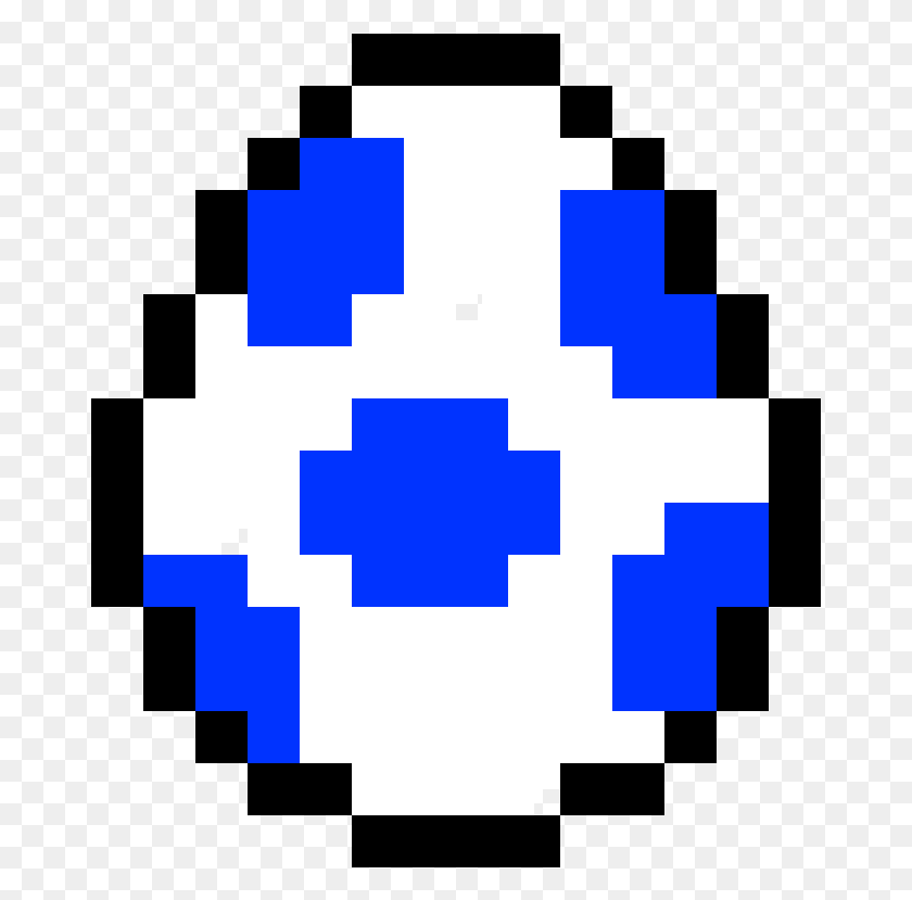 673x769 Blue Yoshi Egg Pixel Art Mario Bros, First Aid, Pac Man HD PNG Download