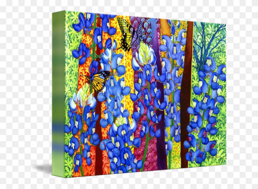 650x556 Bluebonnet Garden By Hailey E Bluebonnet Garden, Modern Art, Stained Glass HD PNG Download