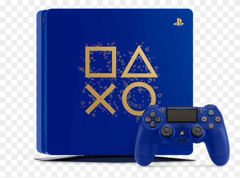 1599x1155 Bluegold Playstation 4 Slim Ps4 Days Of Play Edition, Text, Electronics, Screen HD PNG Download
