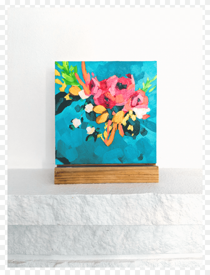 810x1080 Bluesy Painting On Birch Wood Panel Rainbow Rose, Canvas, Modern Art Descargar Hd Png