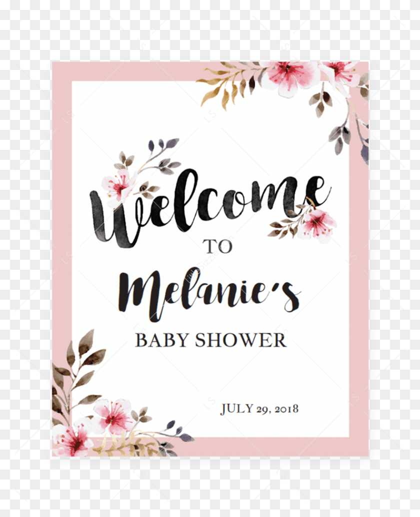 819x1024 Blush Flowers Welcome Sign For Shower Party By Littlesizzle Mom Osa Bar Sign Printable Free, Text, Floral Design, Pattern HD PNG Download