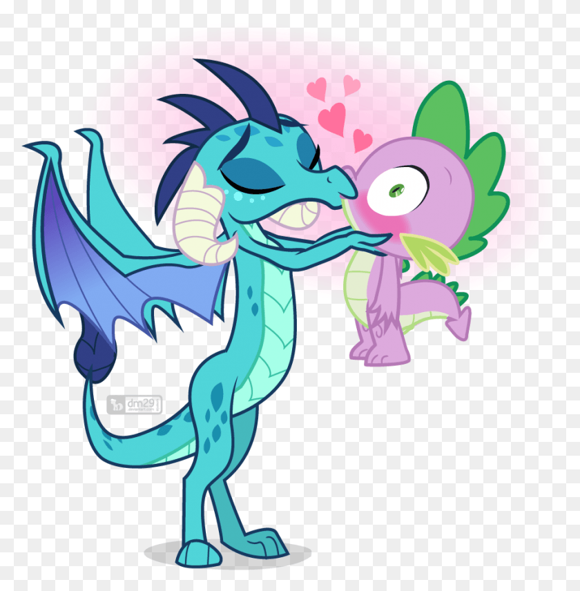 905x924 Blushing Dragon Dragon Lord Ember Emberspike Spike And Ember Kiss HD PNG Download
