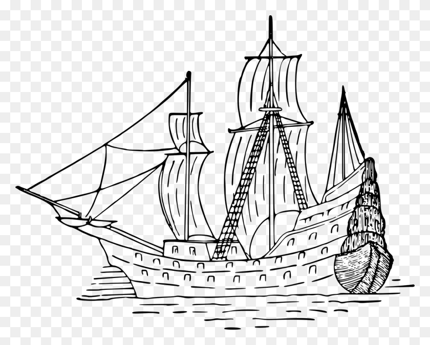 1280x1010 Boat Ocean Sail Sailing Sea Image Drawing A Big Ship, Gray, World Of Warcraft HD PNG Download
