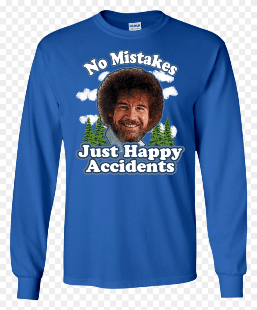 939x1145 Bob Ross No Mistakes Just Happy Accidents Ls Shirt Bob Ross, Sleeve, Clothing, Apparel HD PNG Download