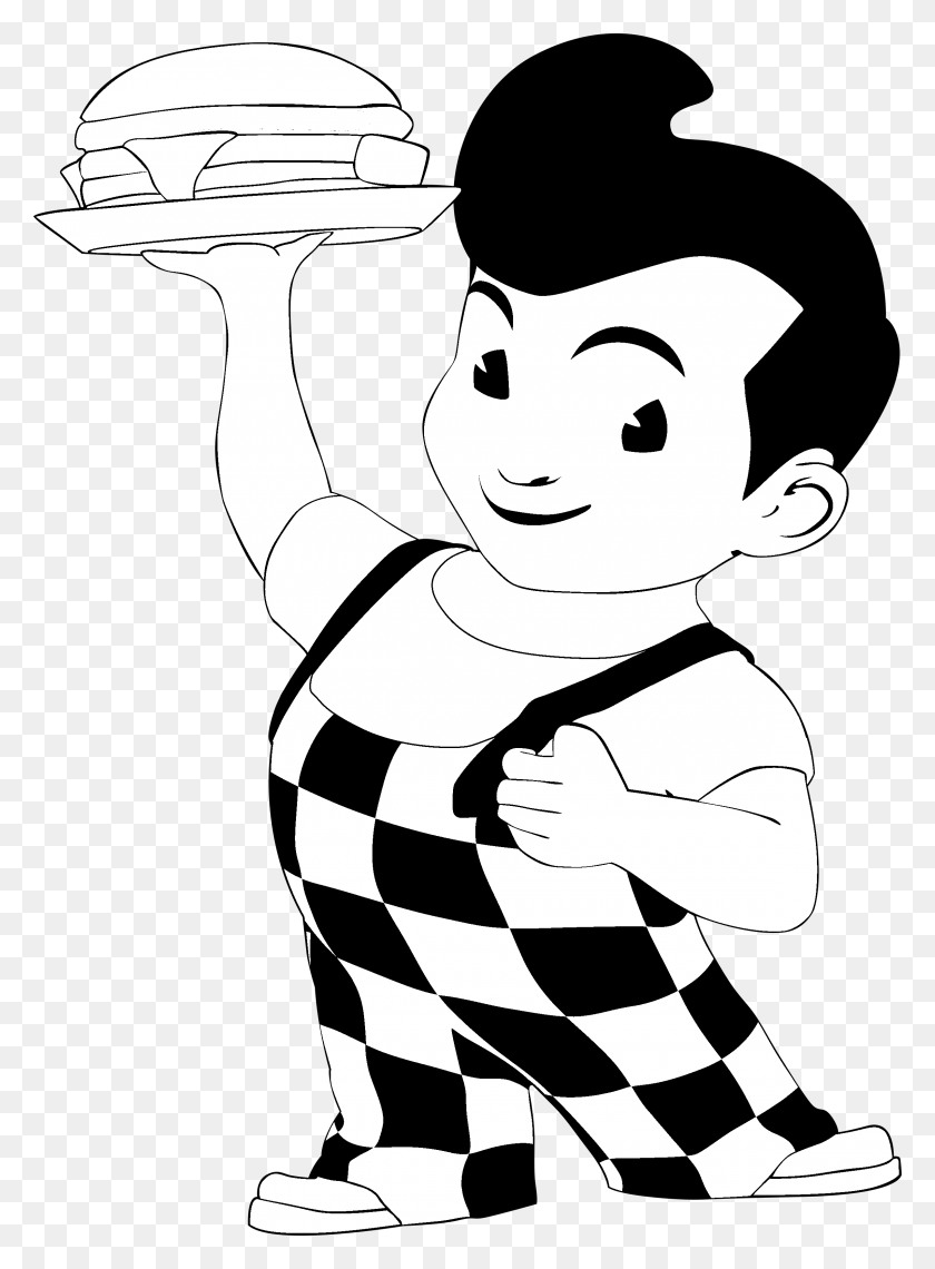2400x3324 Bob S Big Boy Logo Black And White Fast Food Big Boy Logo, Person, Human, Waiter HD PNG Download