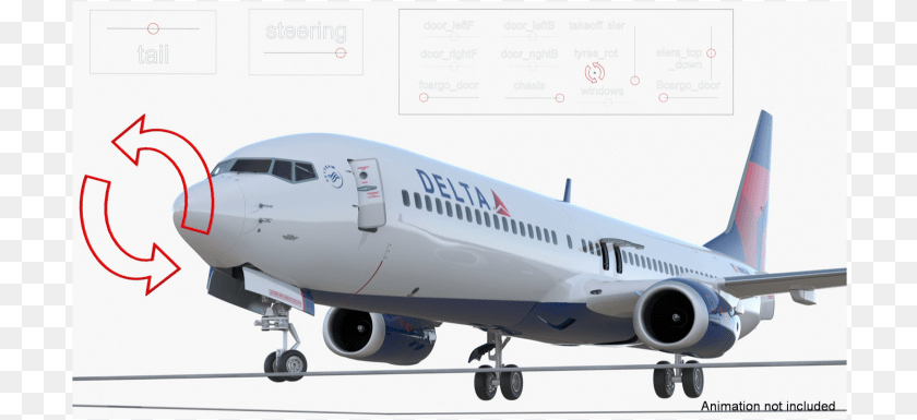 711x385 Boeing 737 900 Er Delta With Interior And Doors Rigged Boeing 737 Next Generation, Aircraft, Airliner, Airplane, Transportation Sticker PNG