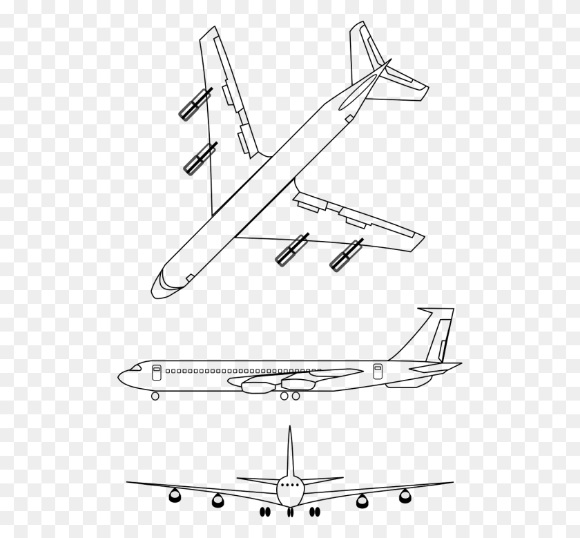 500x719 Boeing 747 Outline Clipart Airplane, Gray, World Of Warcraft HD PNG Download