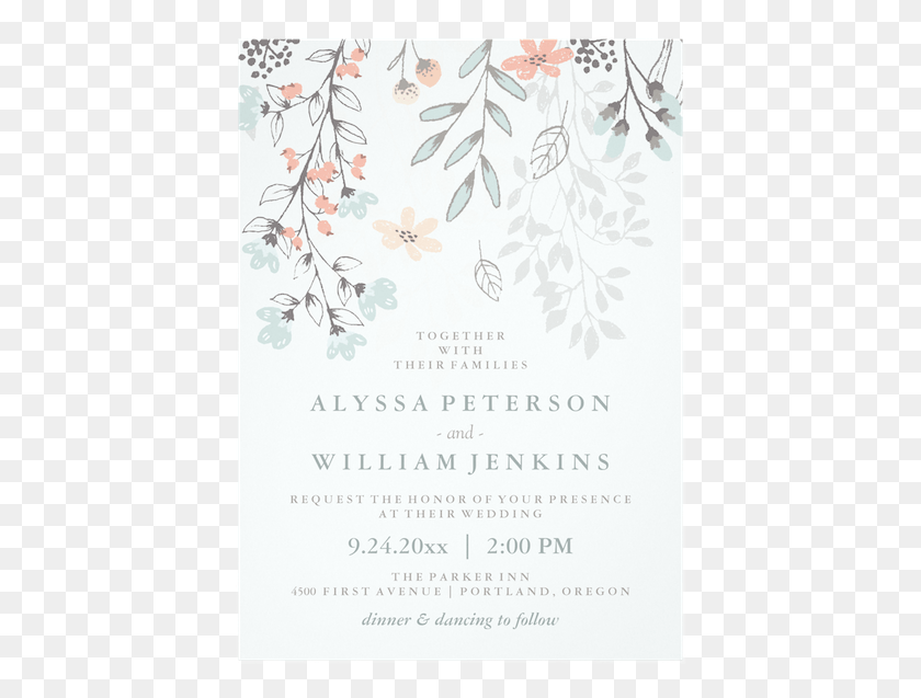 415x577 Boho Botanical Rustic Wedding In Coral And Grey Card Wedding Invitation, Flyer, Poster, Paper HD PNG Download