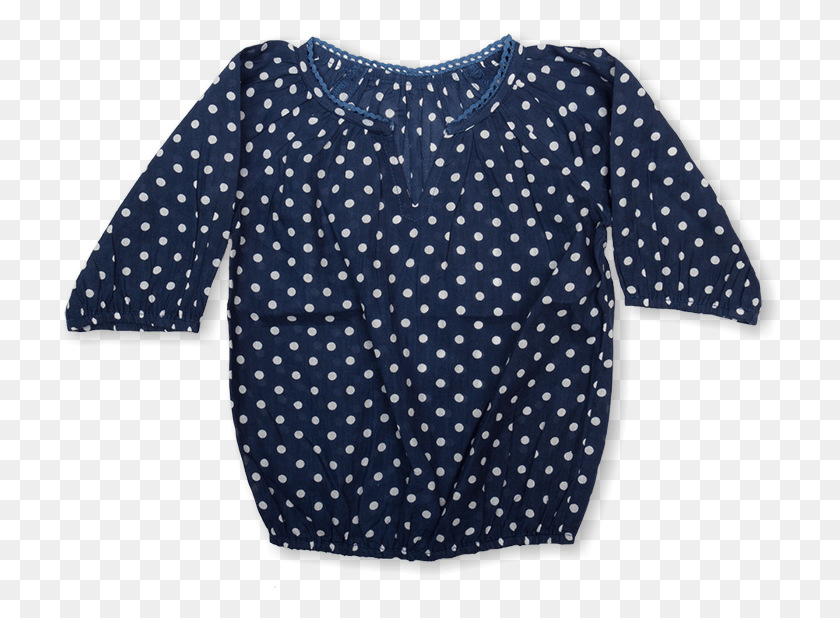 716x558 Boho Woven Top Navy With White Polka Dot Blue Perforated Vinyl, Clothing, Apparel, Blouse HD PNG Download