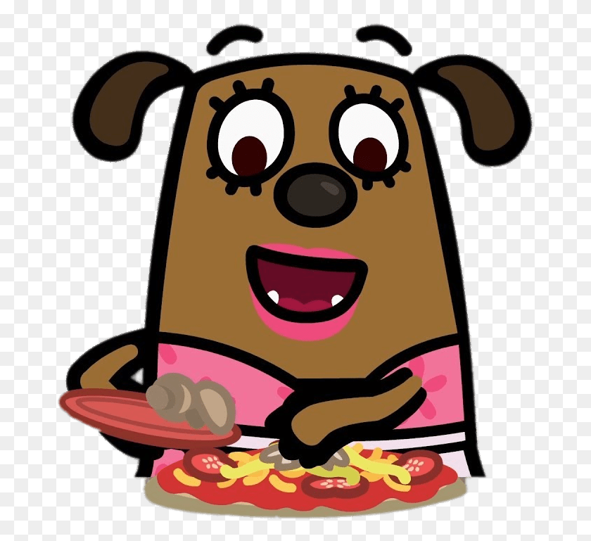 679x709 Boj Character Ruby Woof Making Pizza, Label, Text, Food HD PNG Download