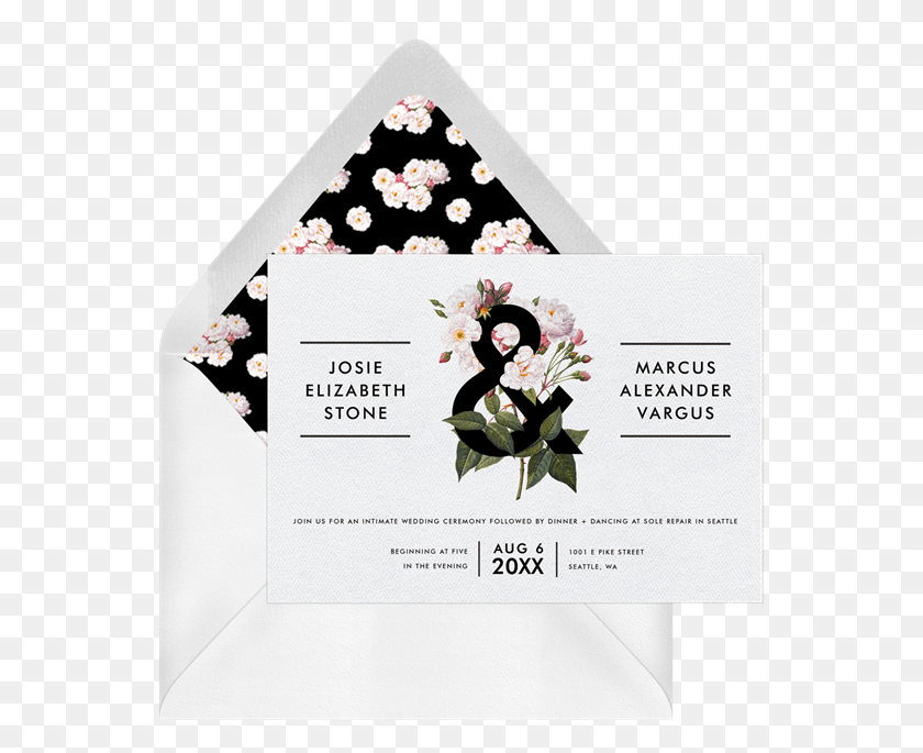 550x625 Bold Botanical Invitation Illustration, Envelope, Mail, Text Descargar Hd Png