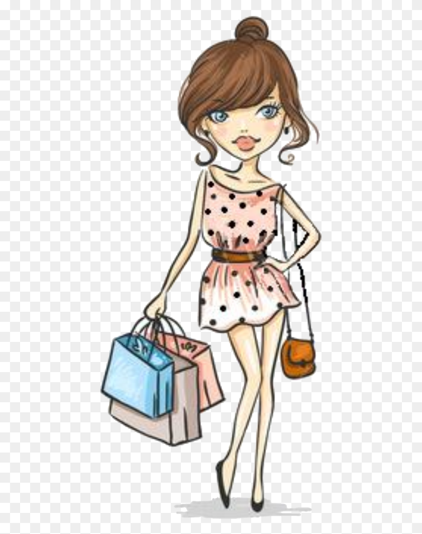 443x1002 Bom Gente Isso A Eu Peguei Tudo Do Google Mesmo Cute Girl Shopping Cartoon, Texture, Person, Human HD PNG Download