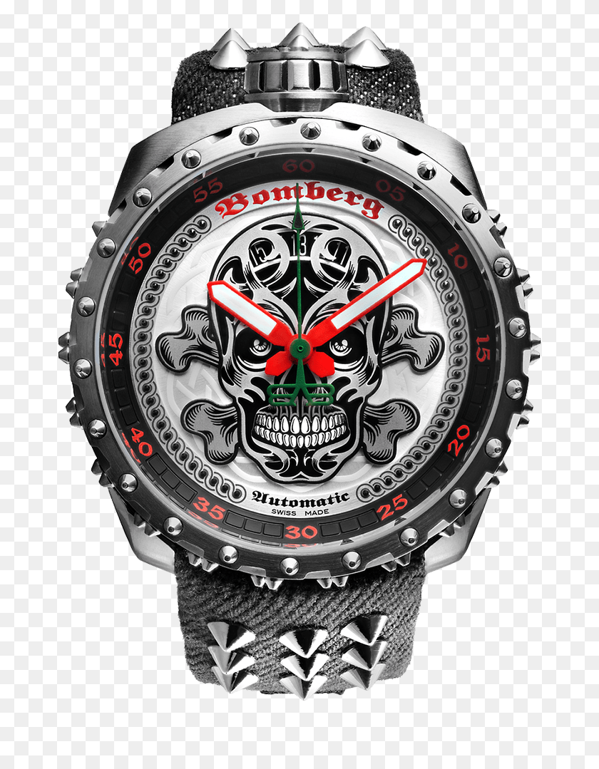 679x1019 Bomberg Skull Badas Retail Price, Wristwatch, Rotor, Coil HD PNG Download