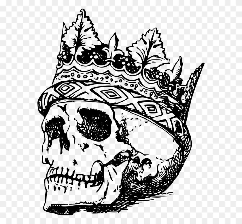 580x720 Bone Crown Dead King Monsters And Heroes Skeleton Skull Wearing Crown, Gray, World Of Warcraft HD PNG Download