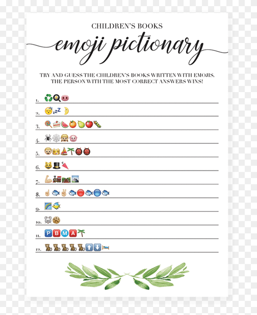 700x966 Books Amp Nursery Rhymes Emoji Pictionary Emoji Baby Shower Game Printable, Text, Document HD PNG Download