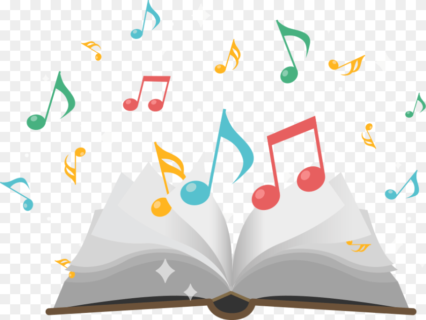 Books And Musical Notes, Paper, Graphics, Art, Confetti PNG
