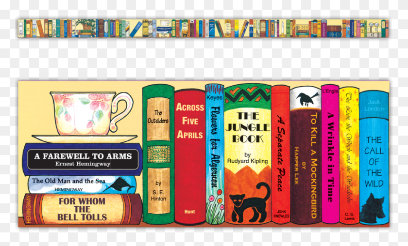901x518 Bookshelf Of The Classics Chalkboard Topper Literary Fiction, Furniture, Cat, Pet HD PNG Download