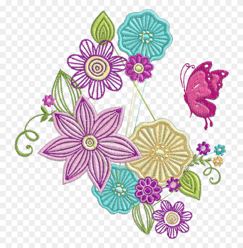 744x797 Bordados De Flores, Embroidery, Pattern, Graphics HD PNG Download
