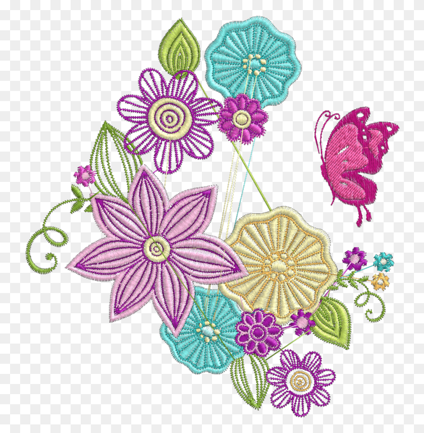 744x797 Bordados De Flores, Вышивка, Узор, Графика Hd Png Скачать