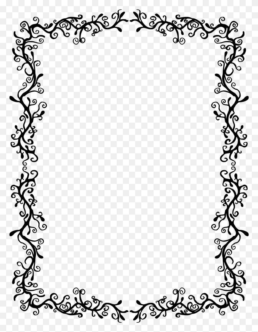 1748x2293 Border Flourish Clip Art Black And White Snowflake Border Clipart, Gray, World Of Warcraft HD PNG Download
