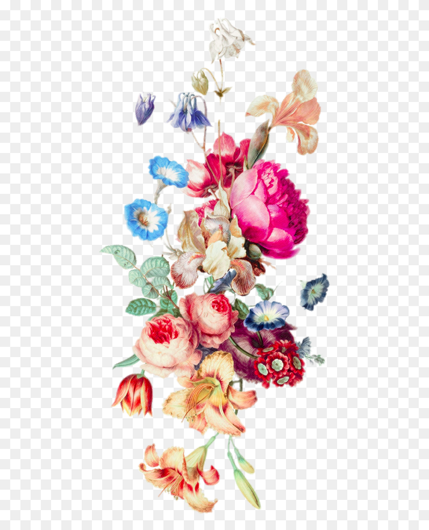457x979 Бордюр Цветок Старинные Цветочные Татуировки Набор, Растение, Цветение, Графика Hd Png Скачать