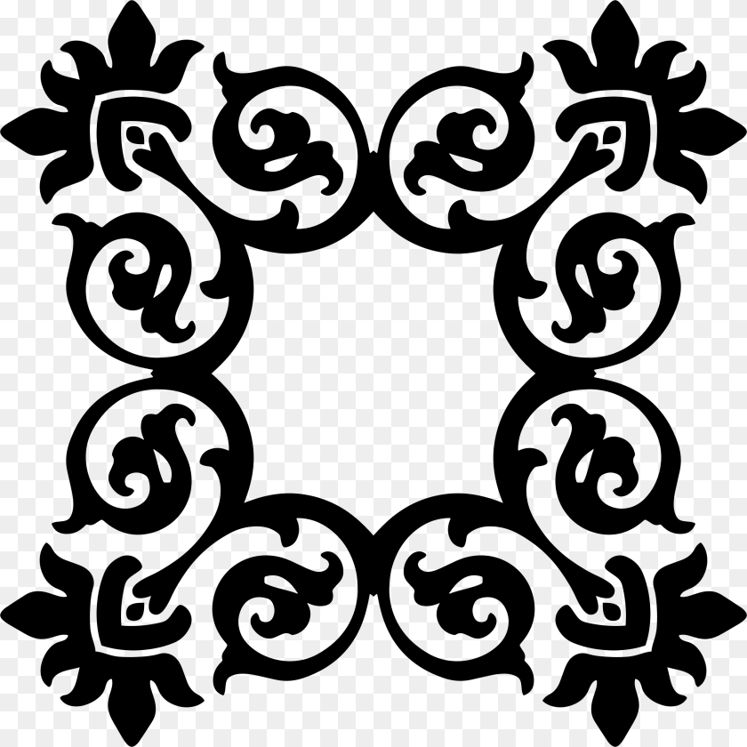 Border Svg Damask Damask Clip Art, Gray Sticker PNG