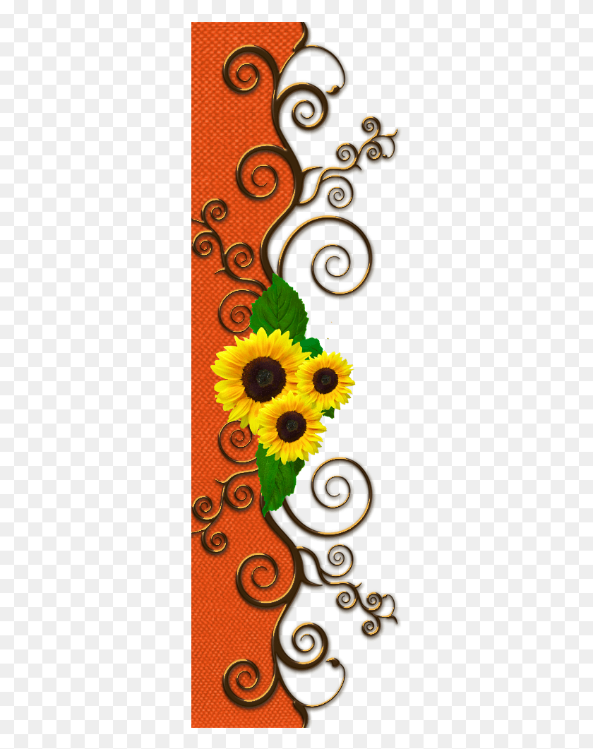 300x1001 Borders Cantoneiras Cluster Sunflower Clipart Yellow Border Design, Plant, Flower, Blossom HD PNG Download
