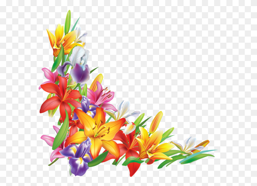 589x550 Bordurescoinstubes Декупаж Полевые Цветы Цветок Bordure Papillons Fleurs, Растение, Графика Hd Png Скачать
