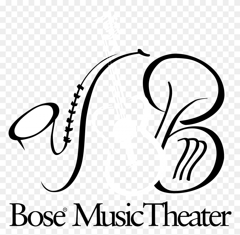 2400x2345 Логотип Музыкального Театра Bose Черно-Белая Иллюстрация, Досуг, Музыкальный Инструмент, Трафарет Png Скачать