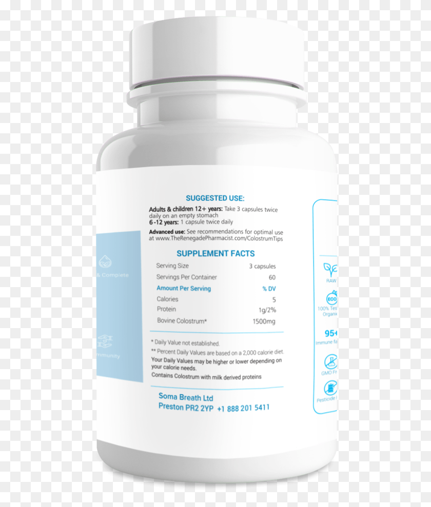 479x929 Bottle Renegade Colostrum Capsules 180 Ct The Renegade Nutraceutical, Menu, Text, Cosmetics HD PNG Download