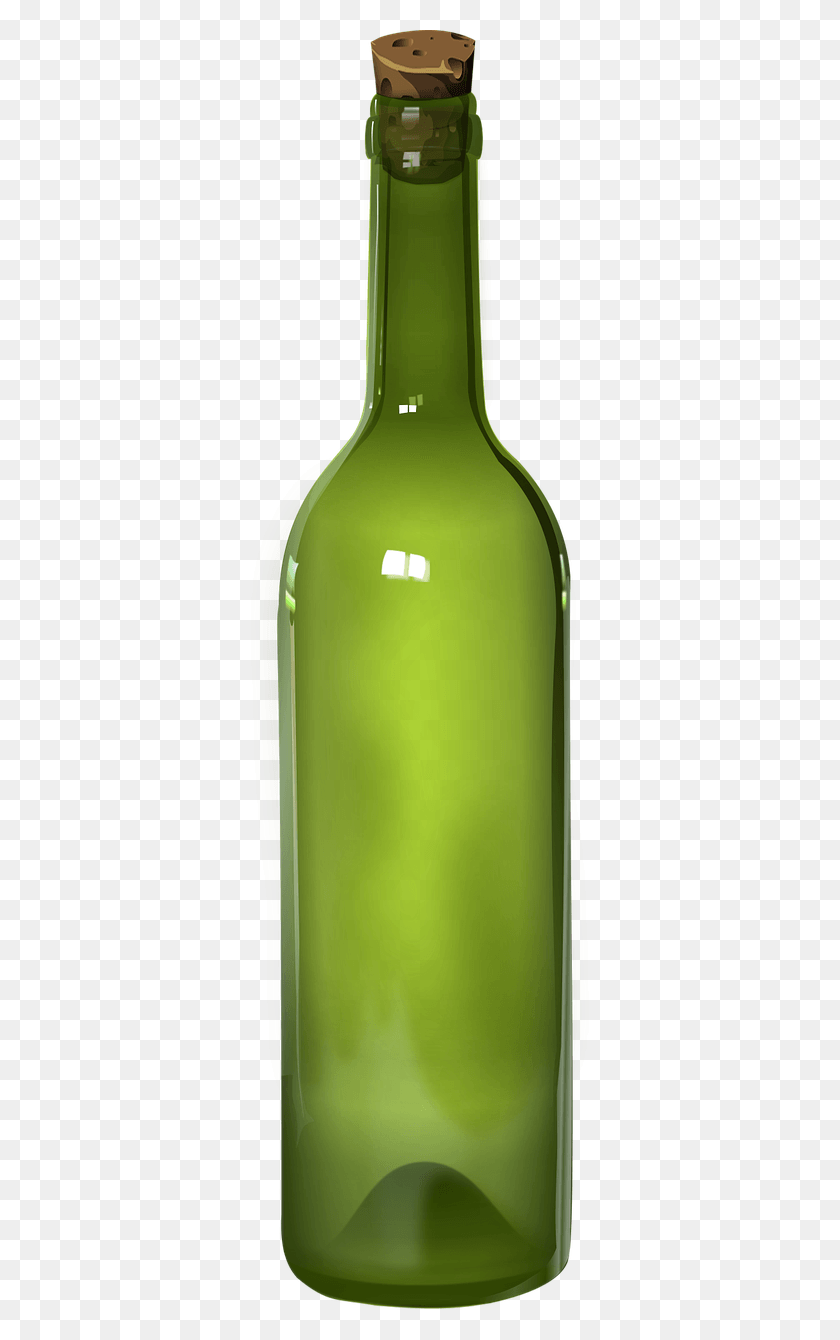 353x1280 Bottlevacuumcapempty Bottlewinebottle Of Winerealistic Glass Bottle, Green, Beverage, Drink HD PNG Download
