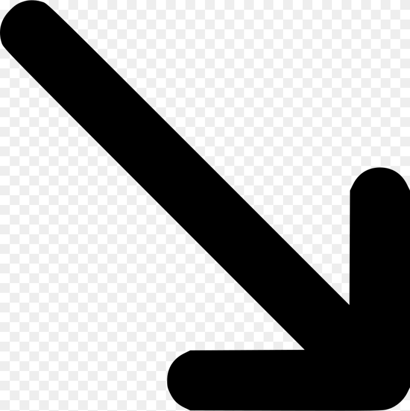 Bottom Right Arrow Action Position Vector Svg Icon Arrow Pointing Down Right, Blade, Razor, Weapon, Symbol PNG