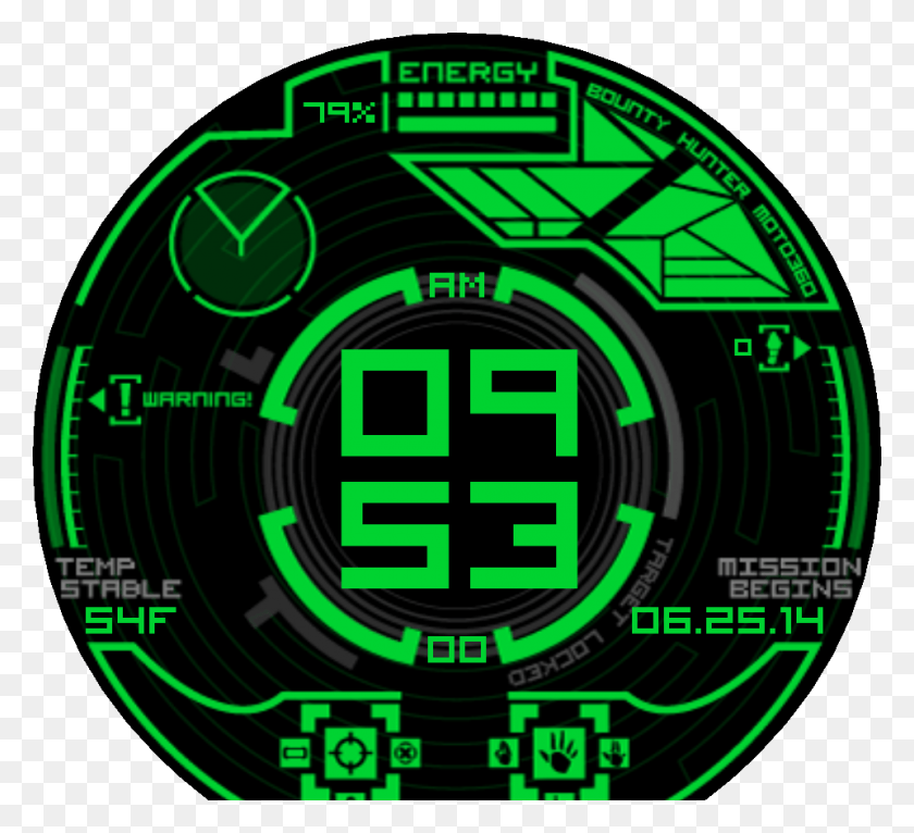 960x870 Descargar Png Bounty Hunter Code Green Watch Face Preview, Reloj Digital, Marcador Hd Png