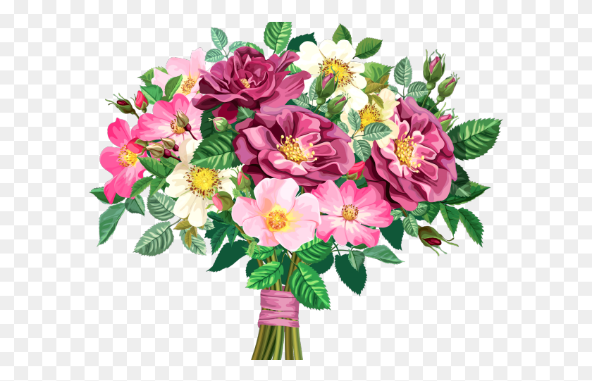 589x481 Bouquet Clipart Flower Bookey Transparent Background Flower Bouquet, Plant, Blossom, Flower Arrangement HD PNG Download