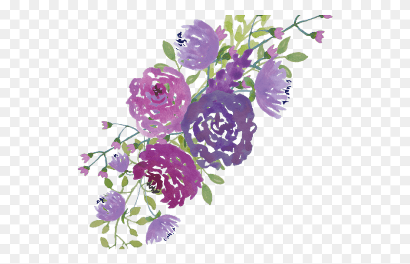 526x481 Bouquet Clipart Spray Flower Watercolor Purple Flower, Graphics, Floral Design HD PNG Download