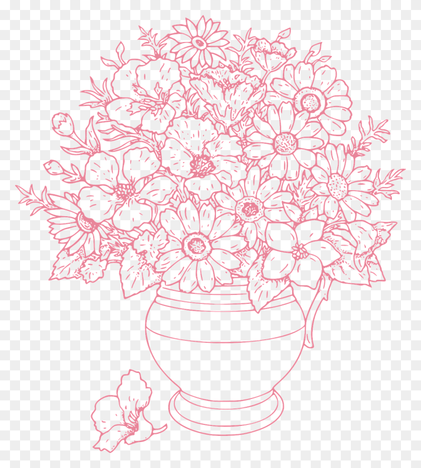 1140x1280 Bouquet Of Flowers Outline, Graphics, Rug HD PNG Download