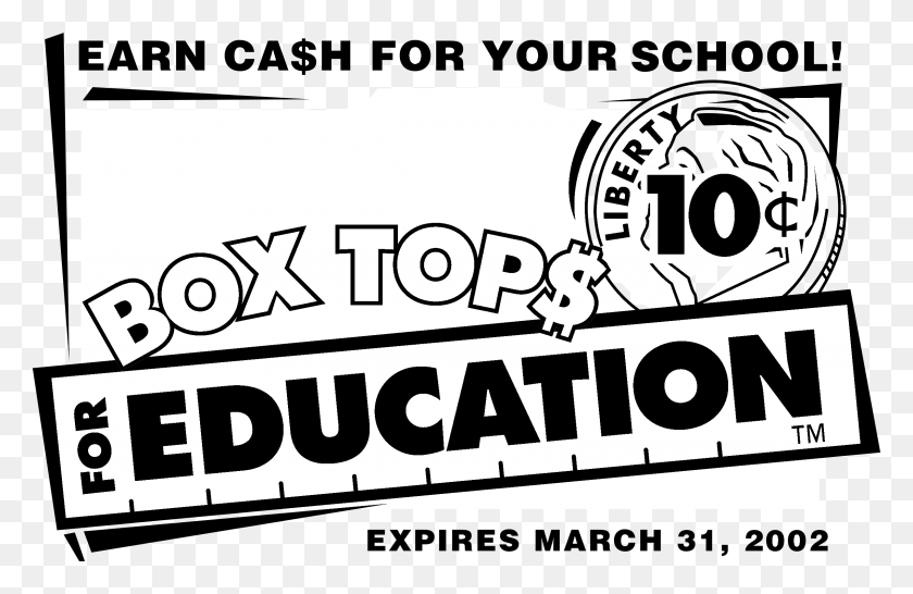 2400x1498 Box Tops Logo Black And White Box Tops For Education Clip, Text, Symbol, Trademark HD PNG Download