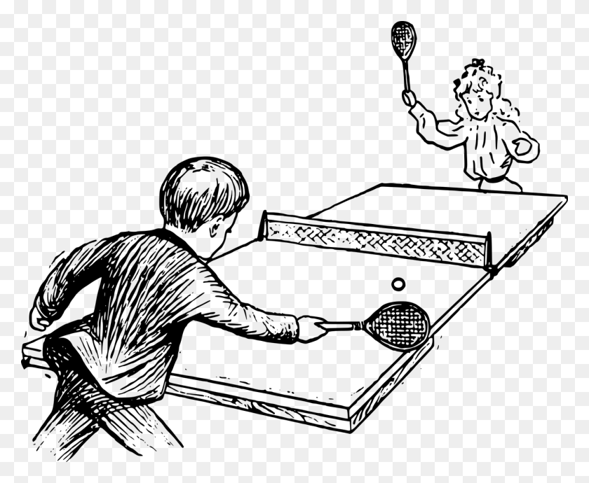 1280x1034 Boy Children Drawing Girl Kids Image Table Tennis Game Drawing, Gray, World Of Warcraft HD PNG Download