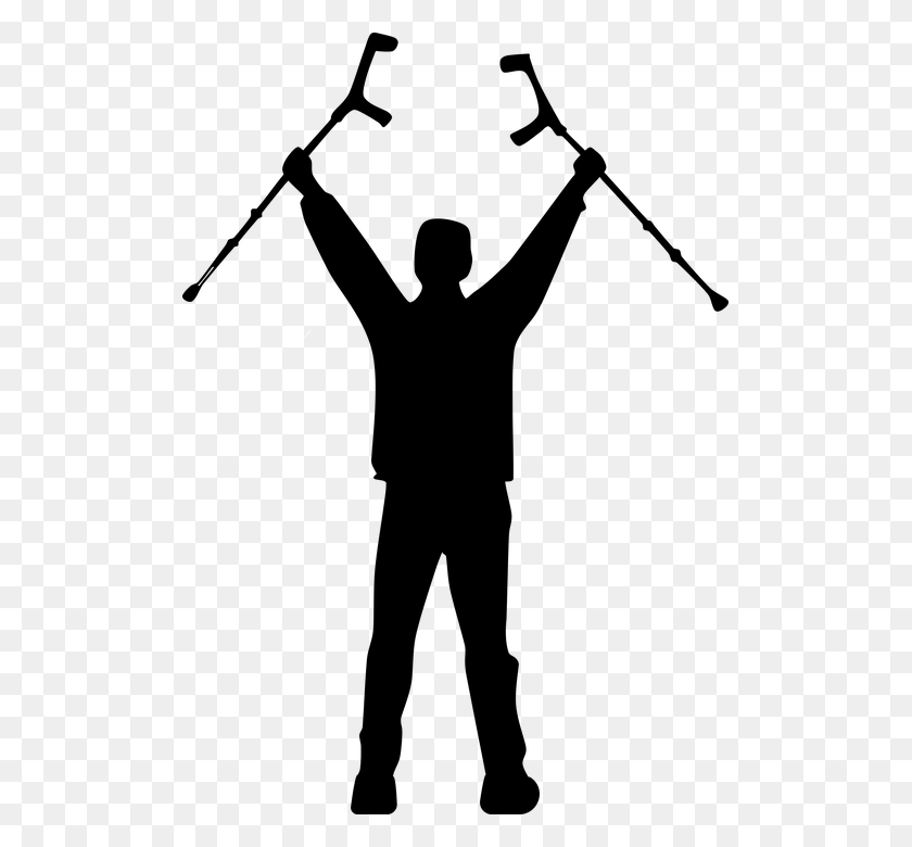 503x720 Boy Crippled Crutches Handicapped Human Male Man Crutches Silhouette, Nature, Outdoors, Outer Space HD PNG Download