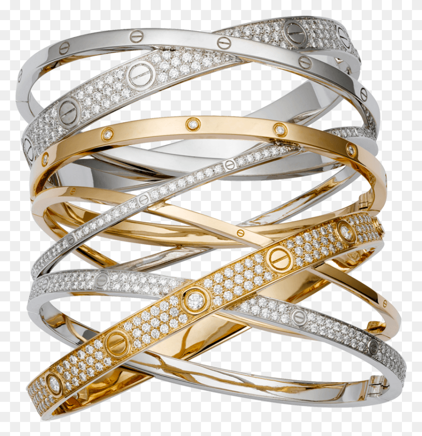831x861 Bracelets Pink Gold Diamonds Love Bracelet, Bangles, Jewelry, Accessories HD PNG Download
