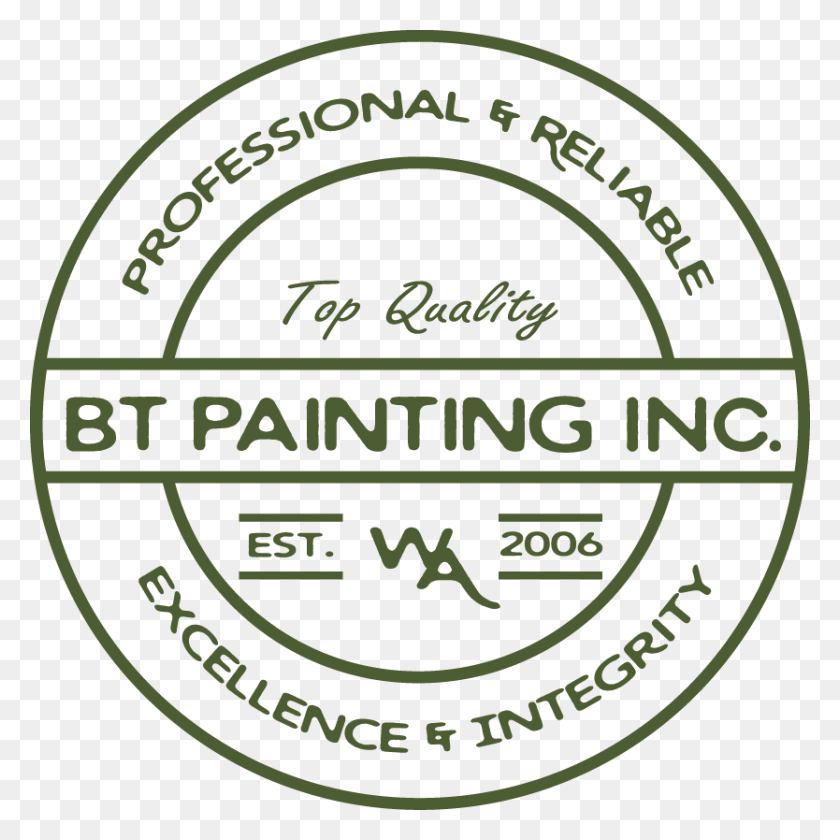 834x834 Descargar Png Bradly Gross Bt Painting Inc Logotipo Final Revisado Círculo Verde, Símbolo, Marca Registrada, Texto Hd Png