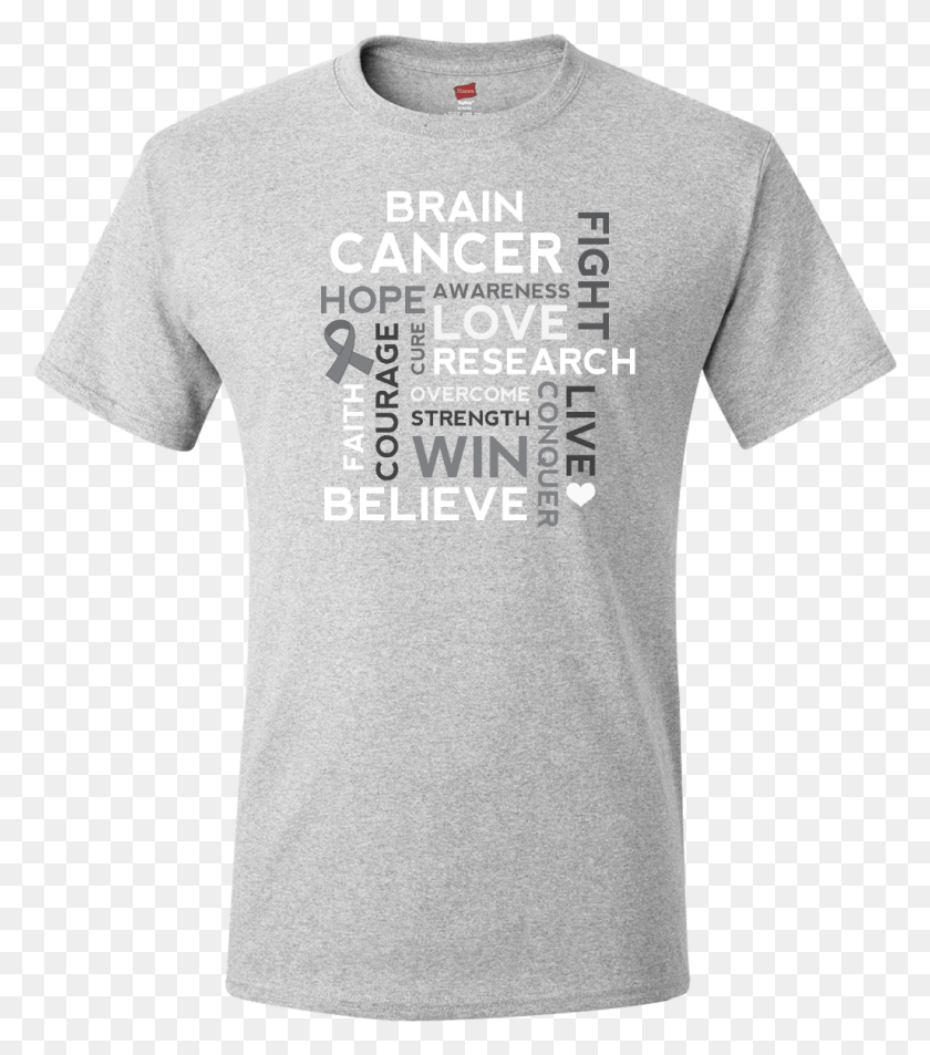 1026x1175 Brain Cancer Word Cloud T Shirt Ash Grey 19 Active Shirt, Clothing, Apparel, T-shirt HD PNG Download