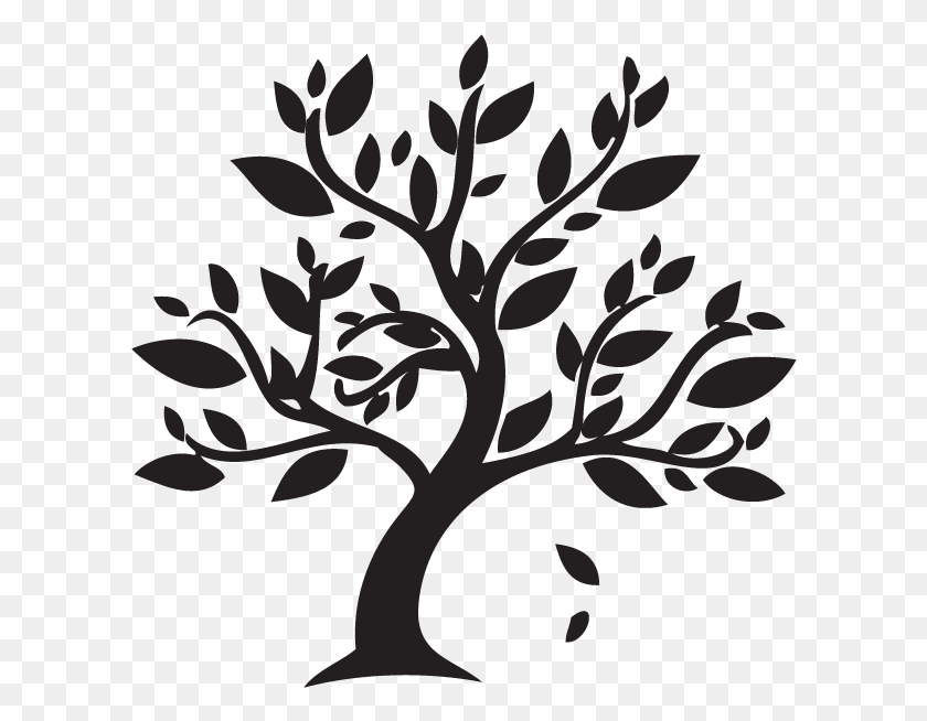 604x594 Branch Clipart Autumn Leaves Black And White Tree Clipart, Plant, Tree Trunk, Stencil HD PNG Download