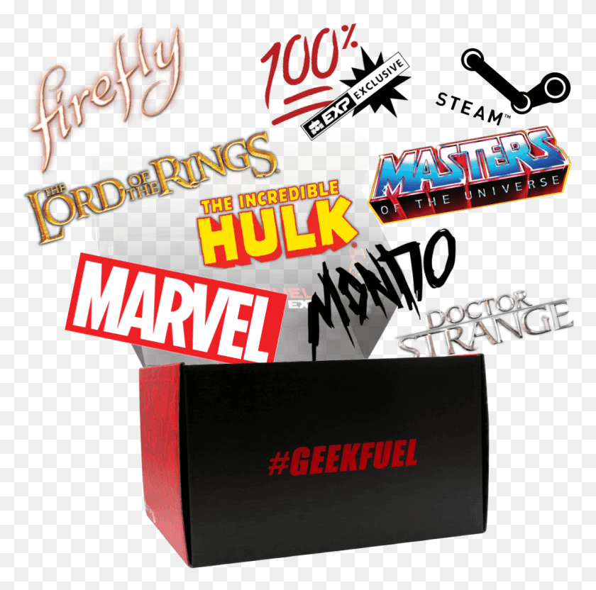1133x1122 Brands Exploding Out Of Geek Fuel Box Masters Of The Universe, Text, Alphabet, Advertisement HD PNG Download