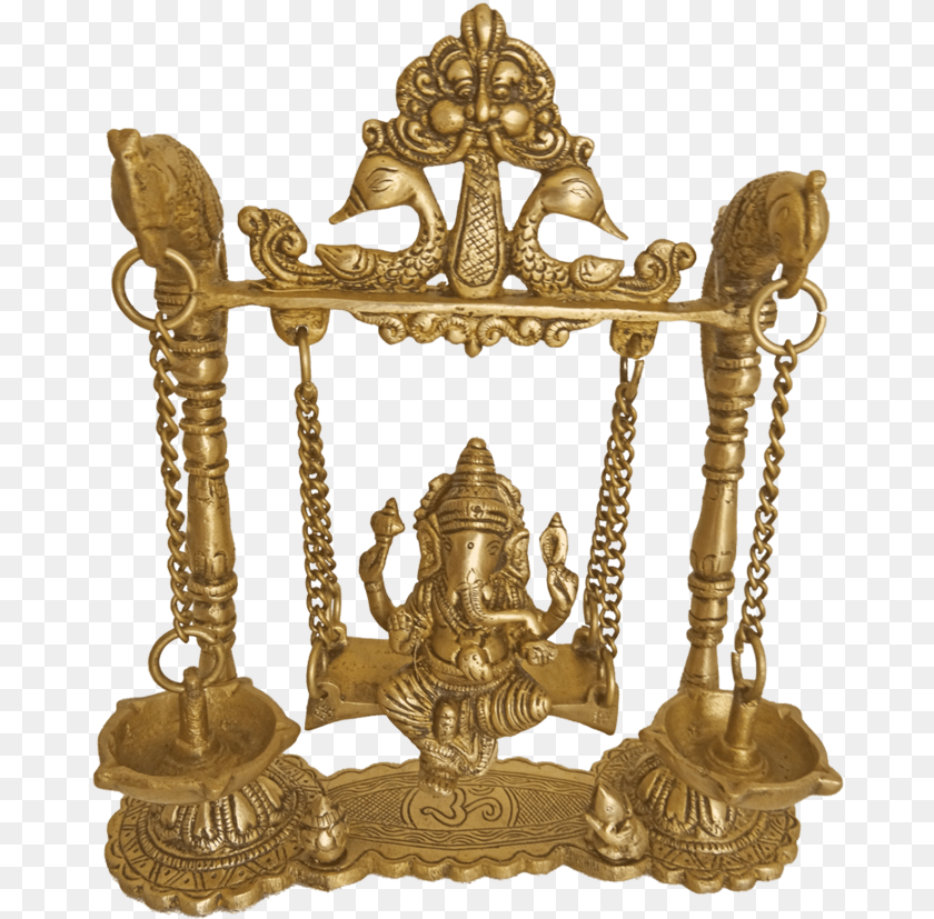 677x827 Brass Lord Ganesha Sitting In Peacock Julla With Diya Antique, Bronze, Treasure, Baby, Person Clipart PNG